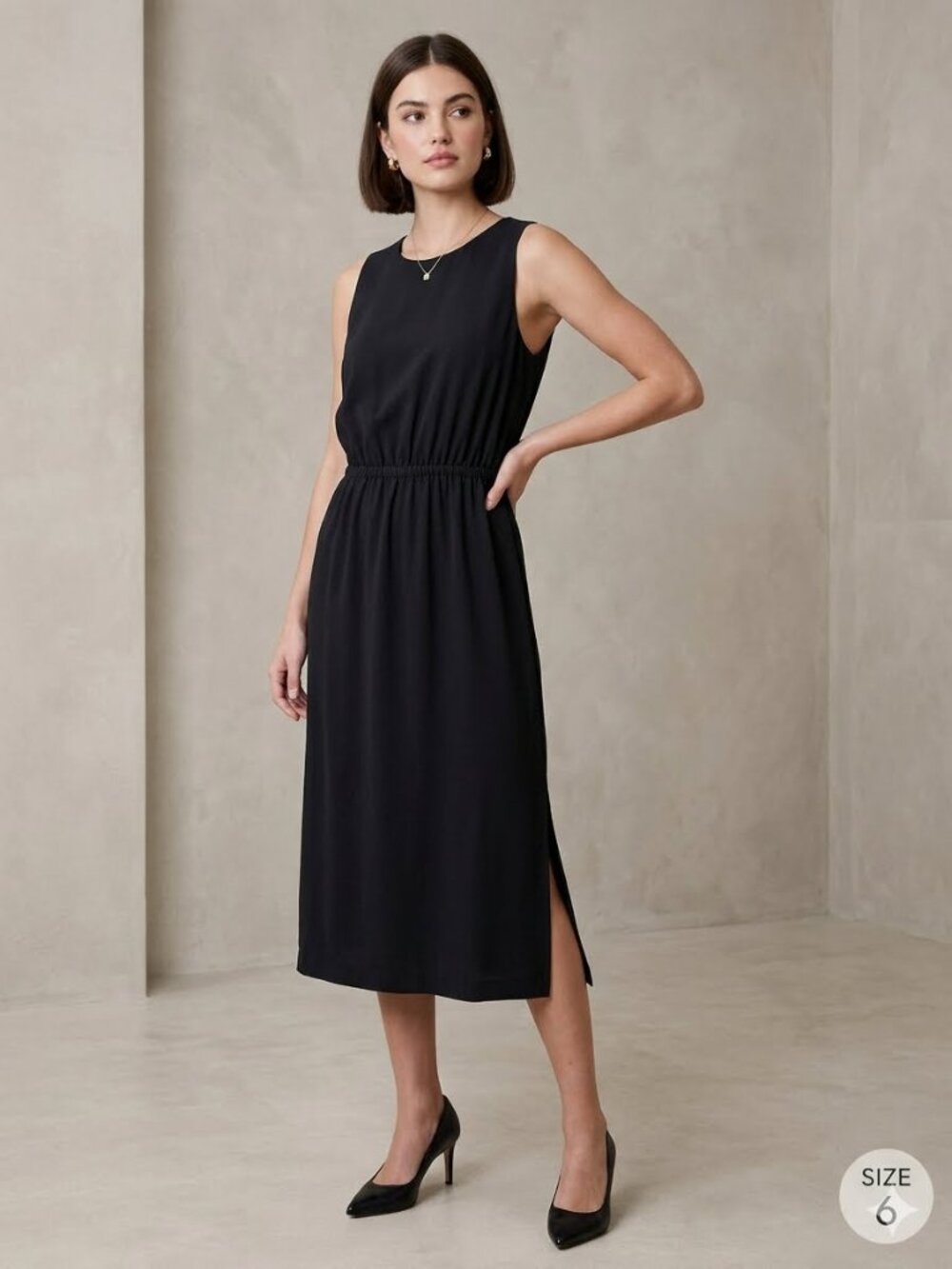 J. Crew Button-Back Midi Dress Black